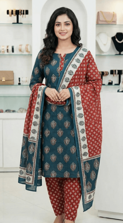 Red Dark Blue Joypuri Premium